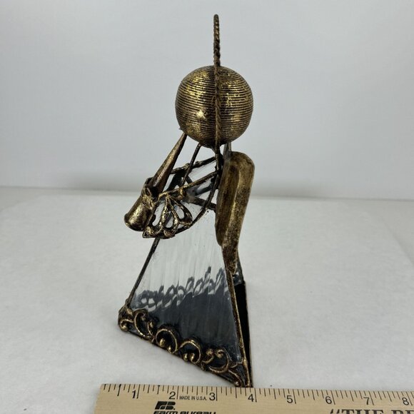 Decorative Angel Votive Candle Holder Metal Art Triangle Figurine With Trumpet - Picture 11 of 11